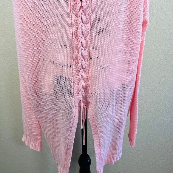 Mine Girly Daisy Print Long Sleeve Corset Back Knit Pullover Sweater Top Edge 3X - Picture 10 of 16